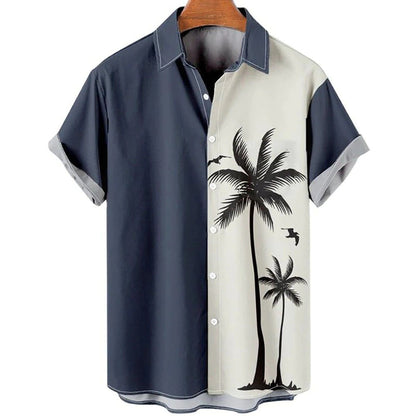Men's Casual Slim Beach 3D Printed Short Sleeve Shirt