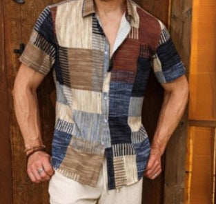 Retro Men's Fashion Plaid Printed Casual Shirt
