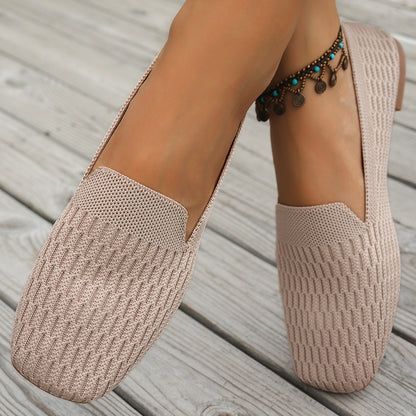 Knitted Soft Bottom Braided Shoes Breathable Low-cut