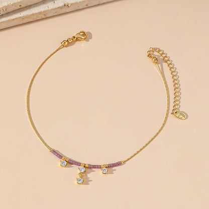 Zircon Small Titanium Steel Anklet Women