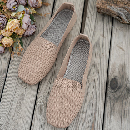 Knitted Soft Bottom Braided Shoes Breathable Low-cut