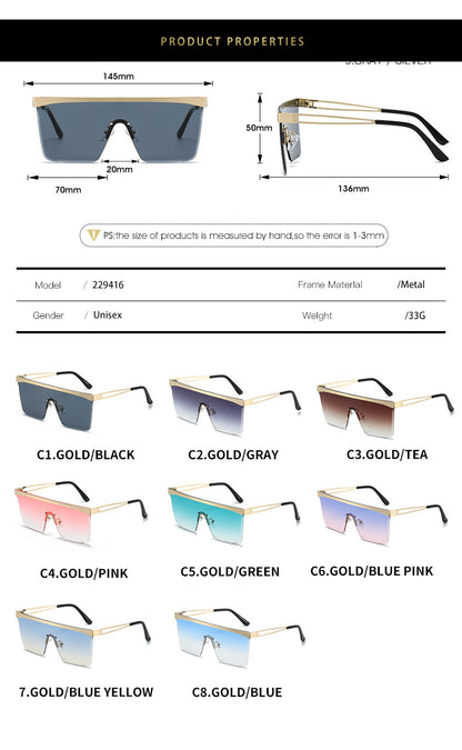 European And American Square Pair Sunglasses One-piece Lens