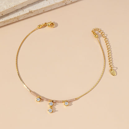 Zircon Small Titanium Steel Anklet Women