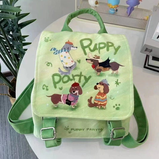 Puppy Party Backpack Student Cute Casual