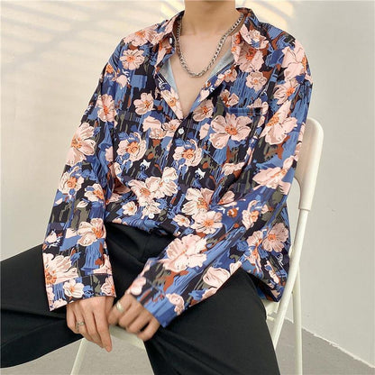Mens Temperament Fashion Casual Printed Shirt