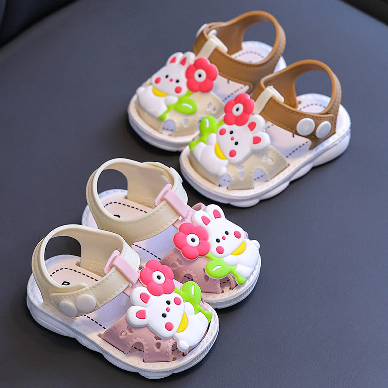 Children's Sandals Cartoon Toddler Closed Toe Hole Shoes Boys Baby Indoor Non-slip Soft Bottom