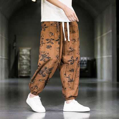 Mens Fashion Breathable Casual Wide Leg Pants