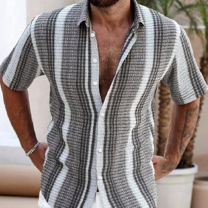 Men's Casual Slim Beach 3D Printed Short Sleeve Shirt