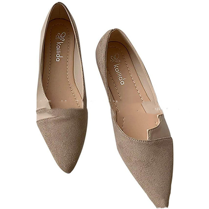 All-match Casual Shoes Women's Flat-bottomed Color Matching Pointed Toe