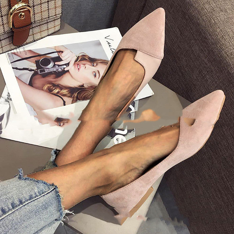 All-match Casual Shoes Women's Flat-bottomed Color Matching Pointed Toe