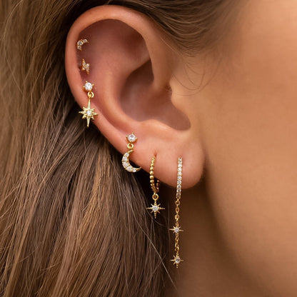 XINGX Chain Tassel Earrings Six Mans XINGX Month Fashion Zircon Stud Earrings For Women Eardrop Jewelry