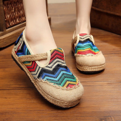 Linen Shoes Summer Fashion Easy To Wear Non-slip Deep Mesh Shoes