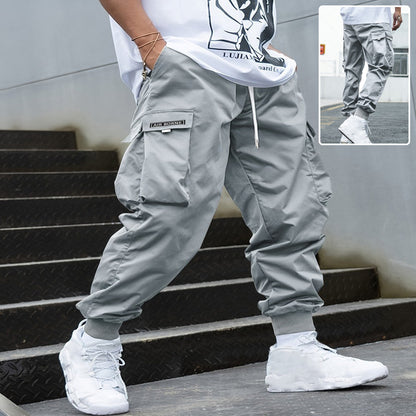 Multi-pocket Cargo Pants Men's Casual Hip-Hop Drawstring Trousers Outdoor Streetwear Sports Pant