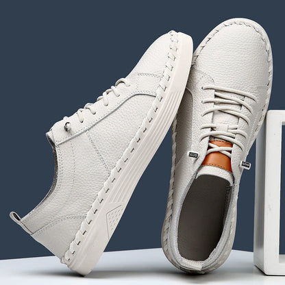 First Layer Soft Cowhide Men's Sneakers Breathable Sweat Absorbing