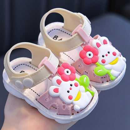 Children's Sandals Cartoon Toddler Closed Toe Hole Shoes Boys Baby Indoor Non-slip Soft Bottom