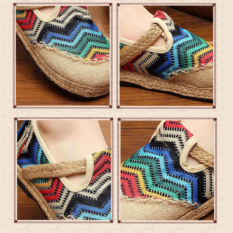 Linen Shoes Summer Fashion Easy To Wear Non-slip Deep Mesh Shoes