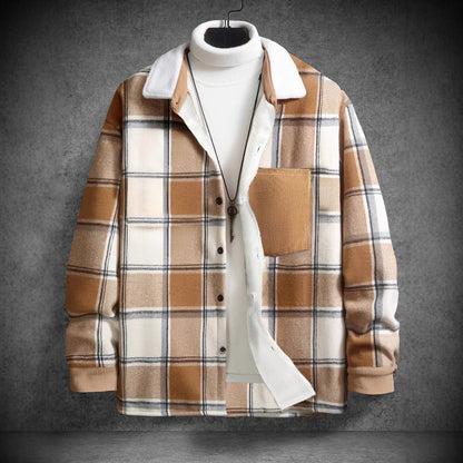 Fashion Men's Retro Outerwear Brushed Shirt Coat